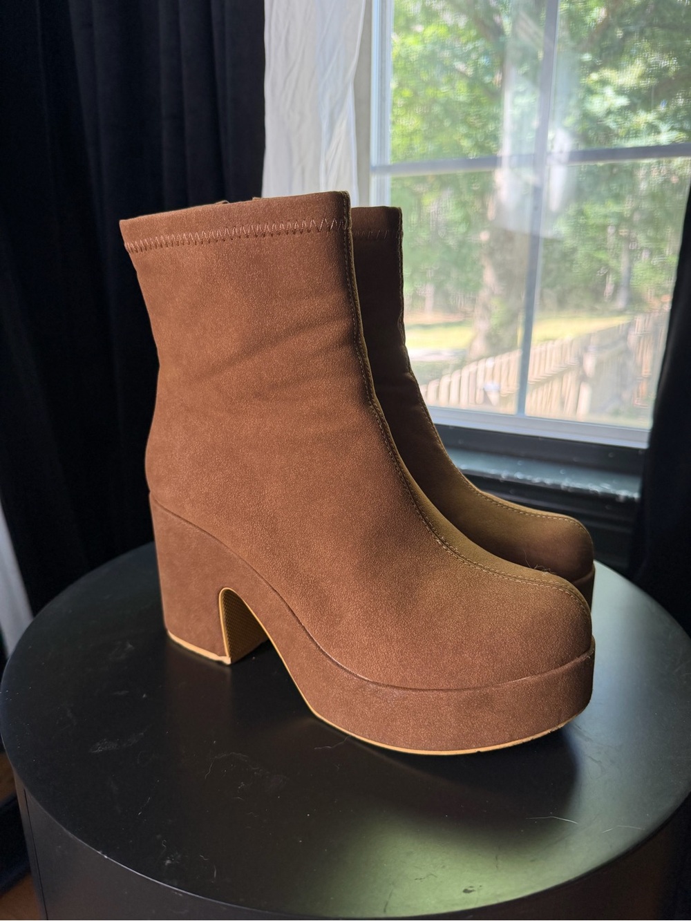 Platform suede ankle boots